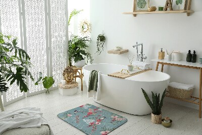 Tappeto bagno moderno Fiori uccelli