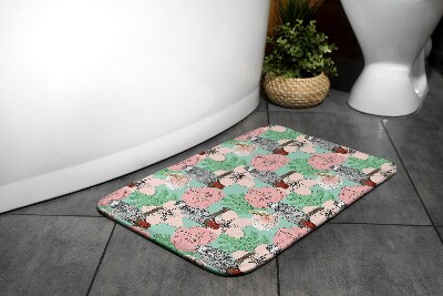 Tappeto bagno moderno Birds parrot flowers