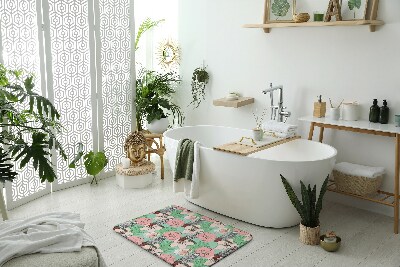 Tappeto bagno moderno Birds parrot flowers