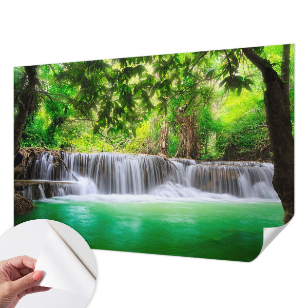 Carta da parati panoramica effetto 3D cascata nella foresta