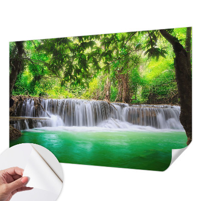 Carta da parati panoramica effetto 3D cascata nella foresta