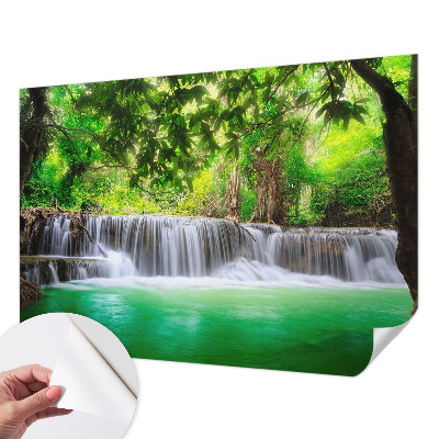 Carta da parati panoramica effetto 3D cascata nella foresta