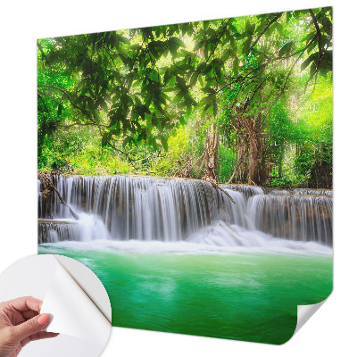 Carta da parati panoramica effetto 3D cascata nella foresta