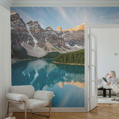 Carta da parati panoramica effetto 3D Riflesso di montagna