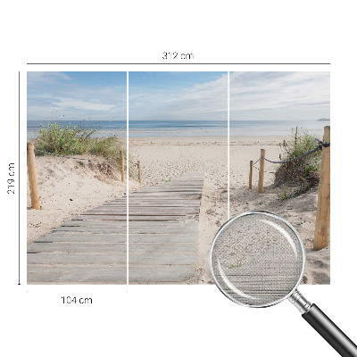 Carta da parati effetto profondità passerella in legno