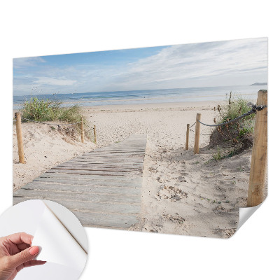 Carta da parati effetto profondità passerella in legno