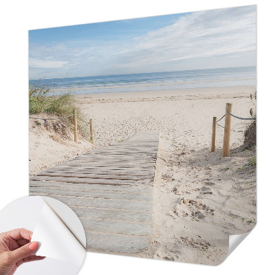 Carta da parati effetto profondità passerella in legno