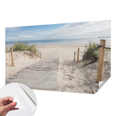 Carta da parati effetto profondità passerella in legno