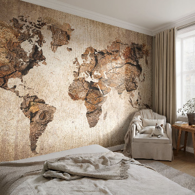 Carta da parati 3D Mappa in legno