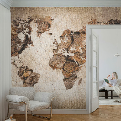 Carta da parati 3D Mappa in legno