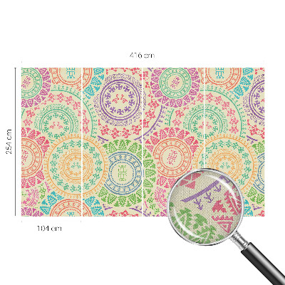 Carta da parati panoramica effetto 3D Mandala colorati