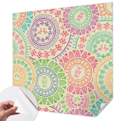 Carta da parati panoramica effetto 3D Mandala colorati