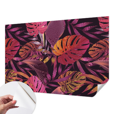 Carta da parati panoramica effetto 3D foglie esotiche