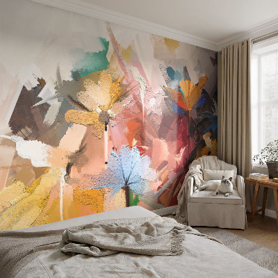 Carta da parati effetto profondità Astratto floreale