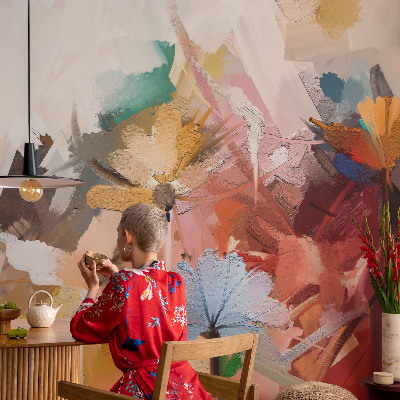 Carta da parati effetto profondità Astratto floreale