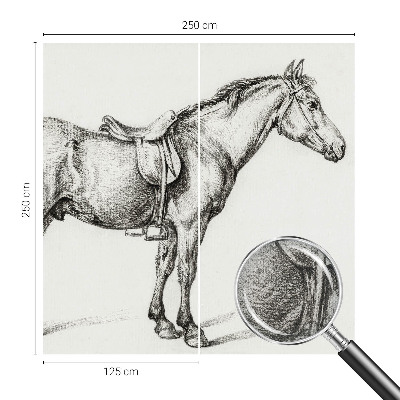 Carta da parati panoramica effetto 3D Schizzo di un cavallo