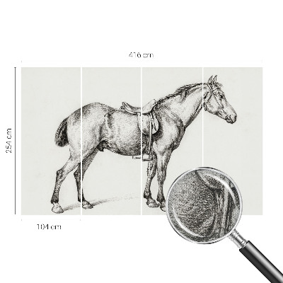 Carta da parati panoramica effetto 3D Schizzo di un cavallo