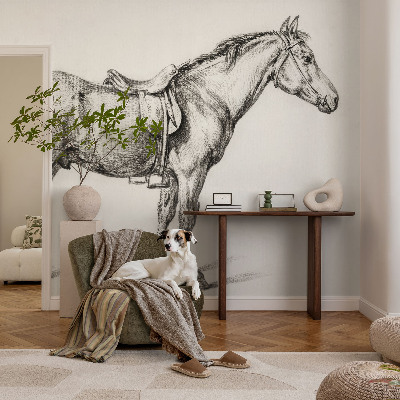 Carta da parati panoramica effetto 3D Schizzo di un cavallo