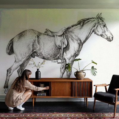 Carta da parati panoramica effetto 3D Schizzo di un cavallo