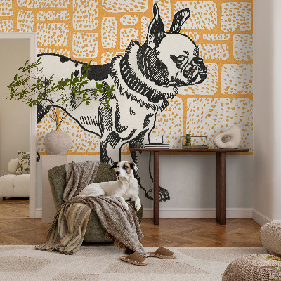 Carta da parati 3D cane retrò