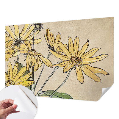 Carta da parati effetto profondità Fiori ad acquerello