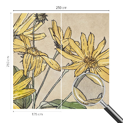Carta da parati effetto profondità Fiori ad acquerello