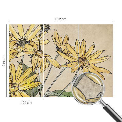 Carta da parati effetto profondità Fiori ad acquerello