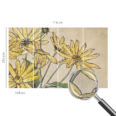 Carta da parati effetto profondità Fiori ad acquerello