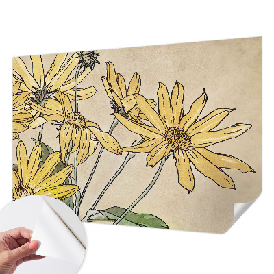 Carta da parati effetto profondità Fiori ad acquerello