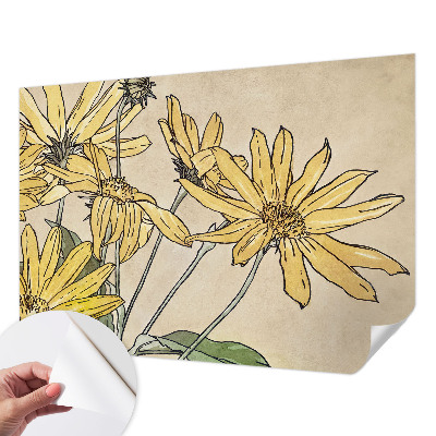 Carta da parati effetto profondità Fiori ad acquerello