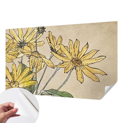 Carta da parati effetto profondità Fiori ad acquerello