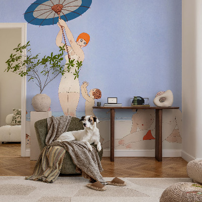 Carta da parati effetto profondità Spiaggia retrò