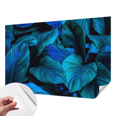 Carta da parati effetto profondità Foglie blu