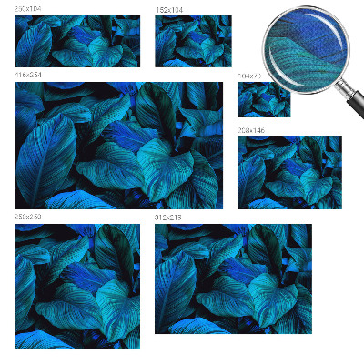 Carta da parati effetto profondità Foglie blu