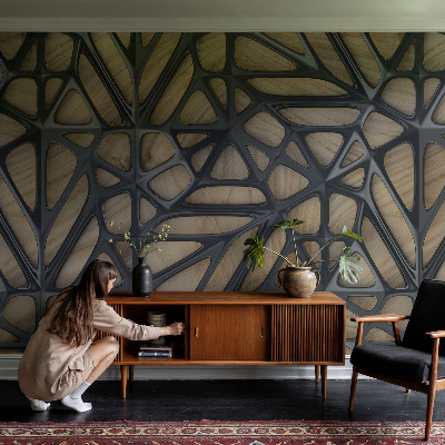 Fotomurale effetto 3D Rete di legno