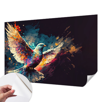 Carta da parati panoramica effetto 3D Uccello colorato