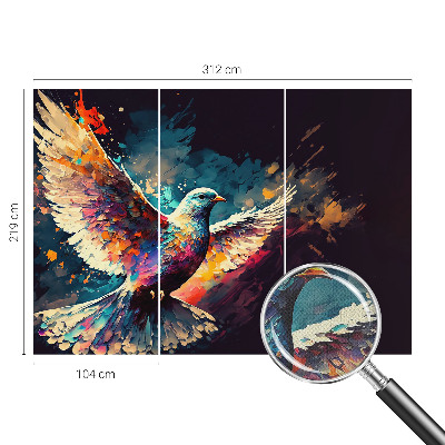 Carta da parati panoramica effetto 3D Uccello colorato