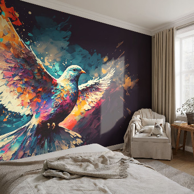 Carta da parati panoramica effetto 3D Uccello colorato