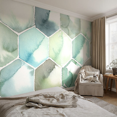 Fotomurale effetto 3D Esagoni pastello