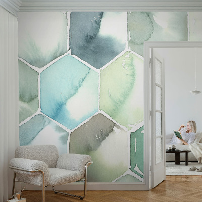 Fotomurale effetto 3D Esagoni pastello