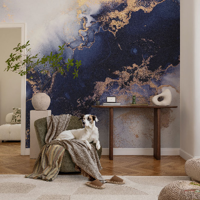 Carta da parati panoramica effetto 3D onde blu navy
