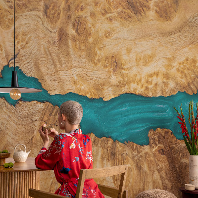 Carta da parati cameretta Legno e resina