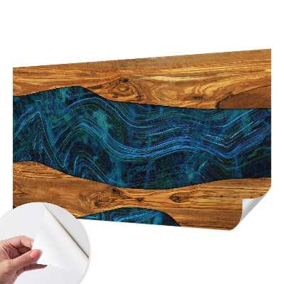 Fotomurale per cameretta legno blu