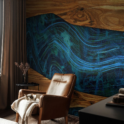 Fotomurale per cameretta legno blu