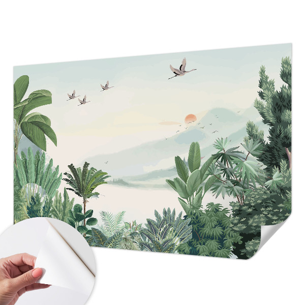 Carta da parati per cameretta oasi tropicale