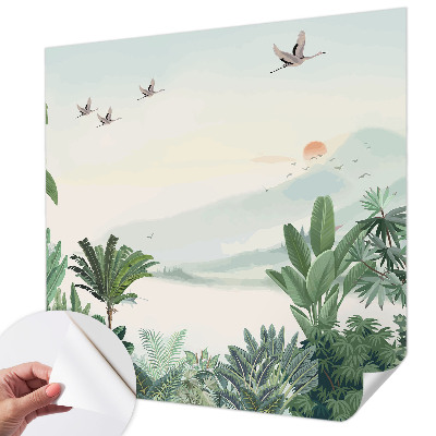 Carta da parati per cameretta oasi tropicale