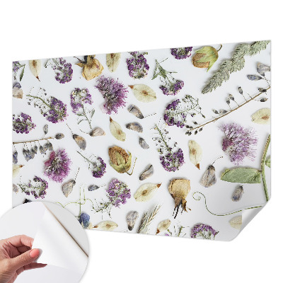 Carta da parati effetto profondità fiori secchi