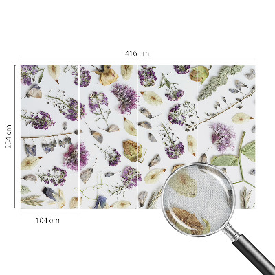 Carta da parati effetto profondità fiori secchi