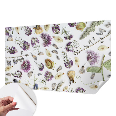 Carta da parati effetto profondità fiori secchi