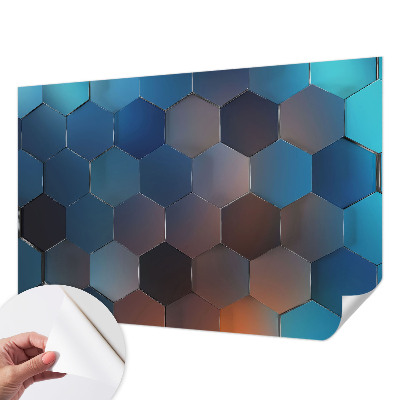 Carta da parati cameretta Esagoni blu